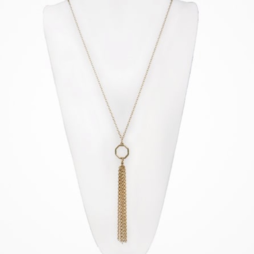 Heather Belle Octagon Tassel Gold Necklace